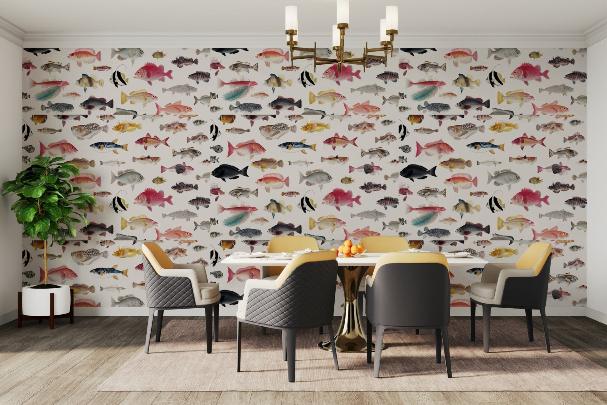 Aquarium wall decor with serene underwater elements

