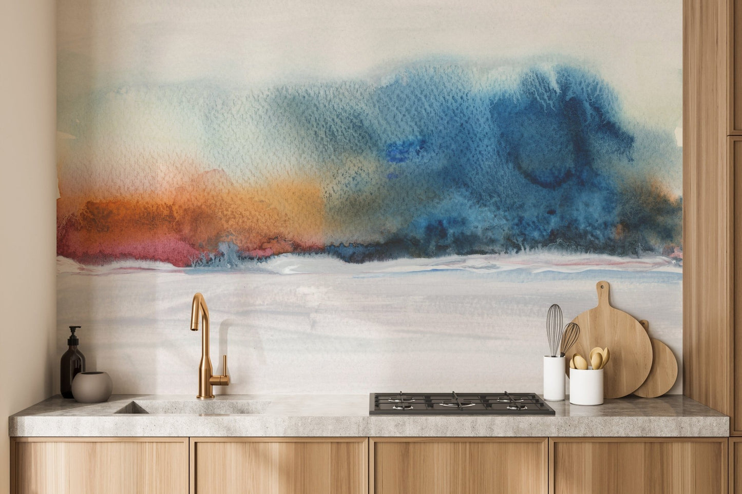 Acrylic Watercolor Flow Painting Wallpaper Mural - Giffywalls