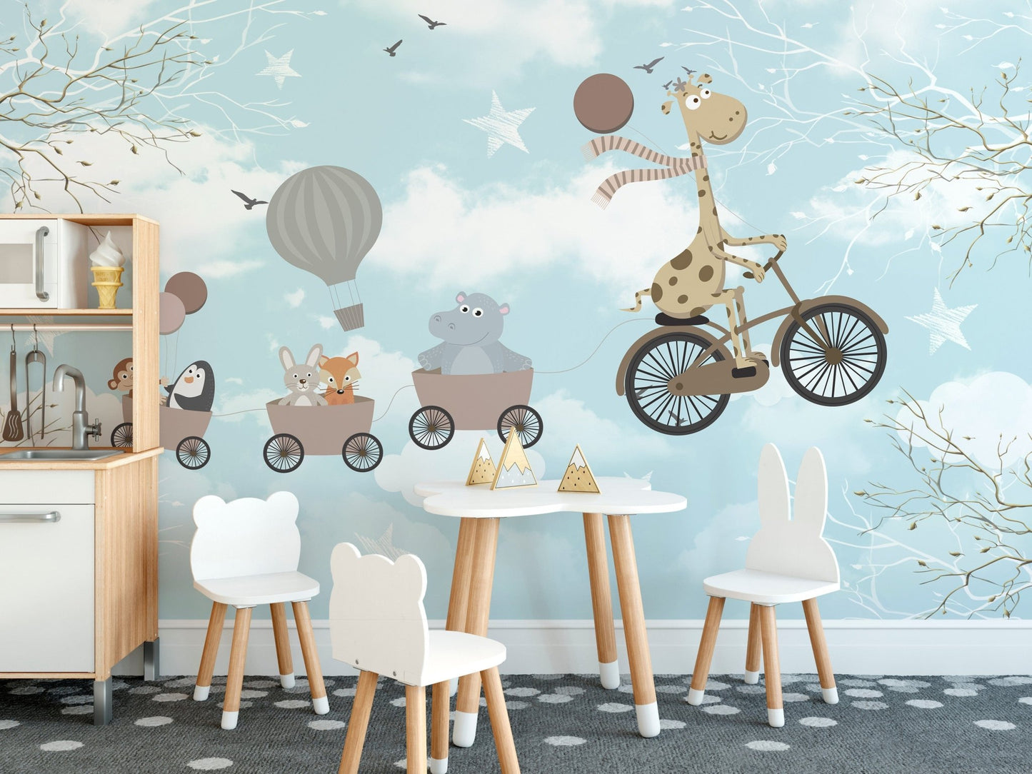 Adorable Animals Kids Room Wallpaper Mural - Giffywalls A614