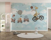 Kids Room Wallpaper Mural with Charming Animals Design A614