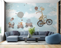 Playful Animals Wallpaper Mural for Nursery Walls A614