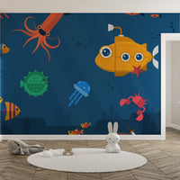 Sea Fishes & Submarine Wallpaper Murals - Giffywalls B077