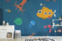 Playful underwater mural featuring ocean fishes B077
