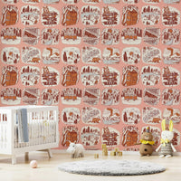 Adventure Awaits Wallpaper Rugged badges, mountain vista, forest bliss.