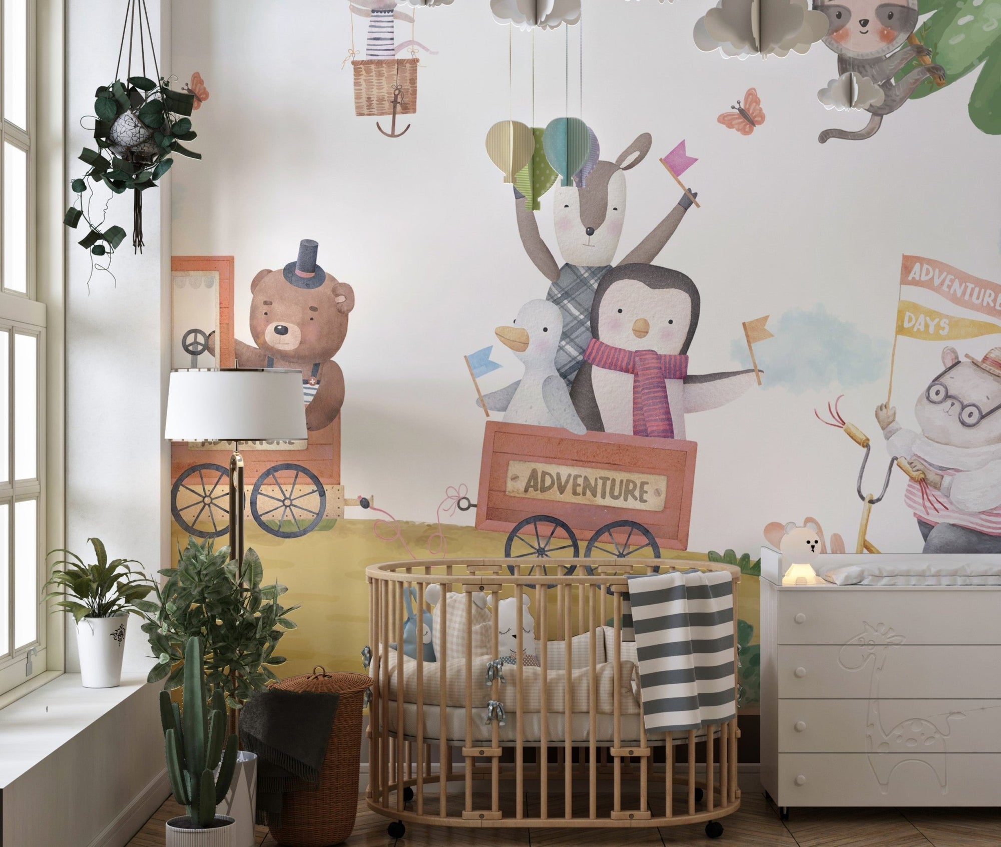Adventure Days Animal Train Wallpaper Mural C572