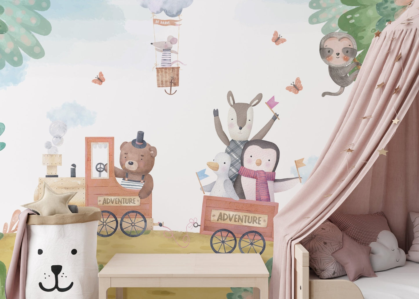 Adventure Days Animal Train Wallpaper Mural