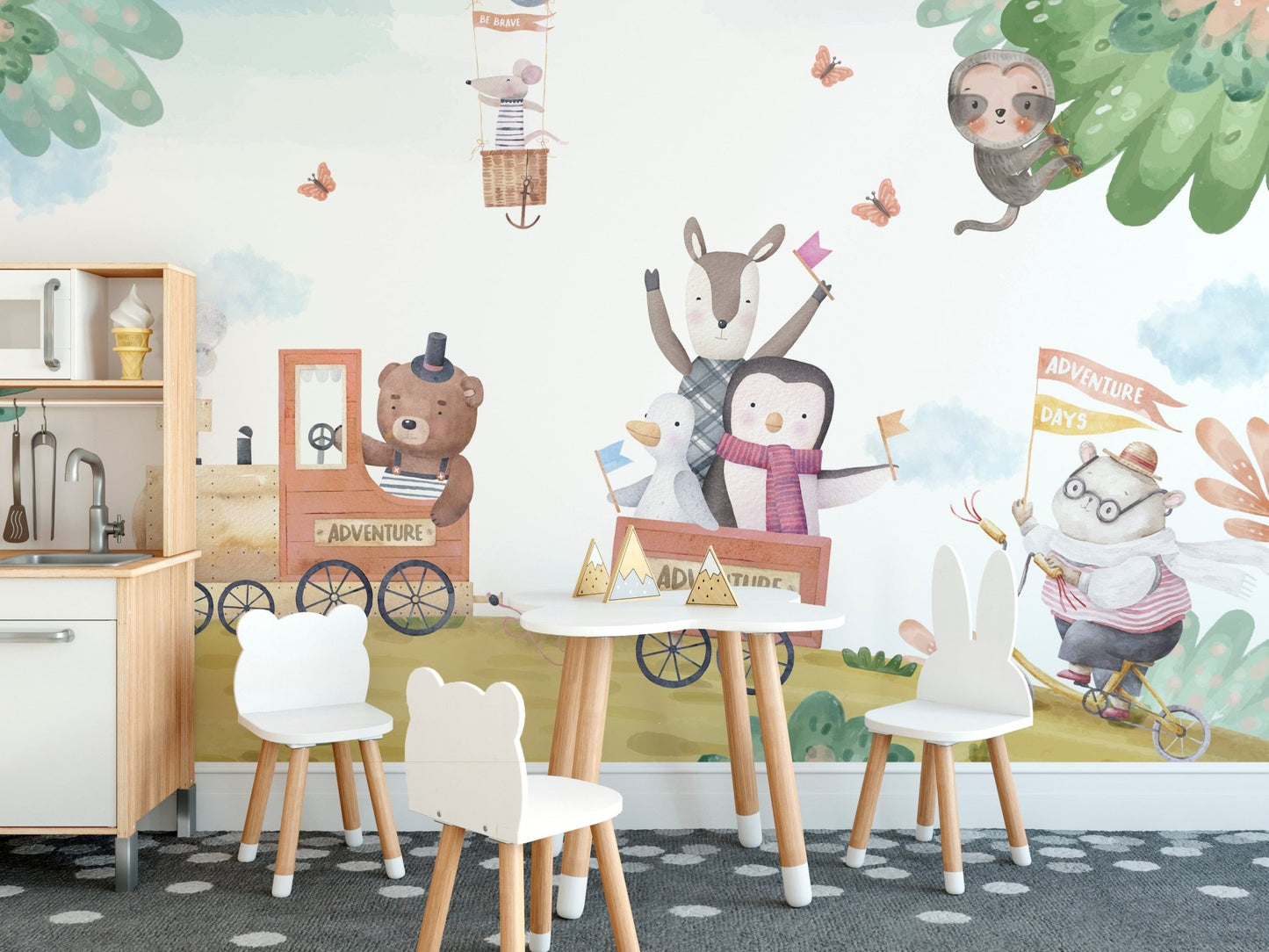 Adventure Days Animal Train Wallpaper Mural