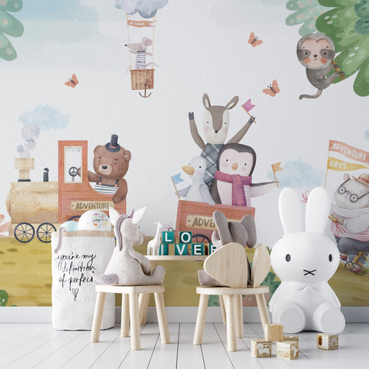 Adventure Days Animal Train Wallpaper Mural
