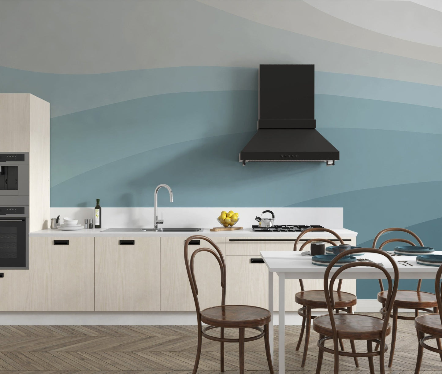 Abstract Indigo Swirls Wallpaper C203
