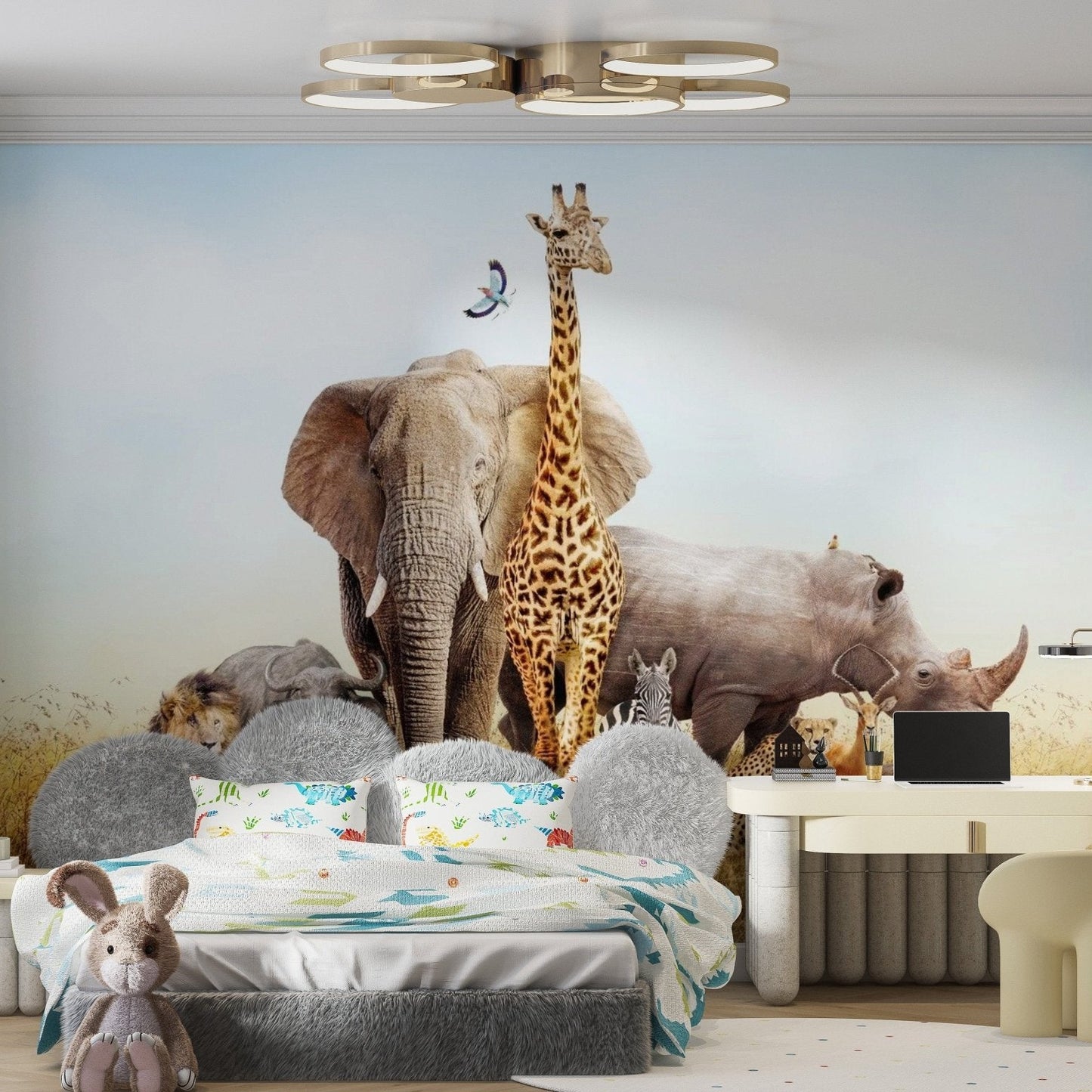 Fun African Animals Safari Kids Room Wallpaper mural animal-03
