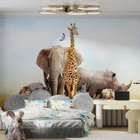 Fun African Animals Safari Kids Room Wallpaper mural animal-03