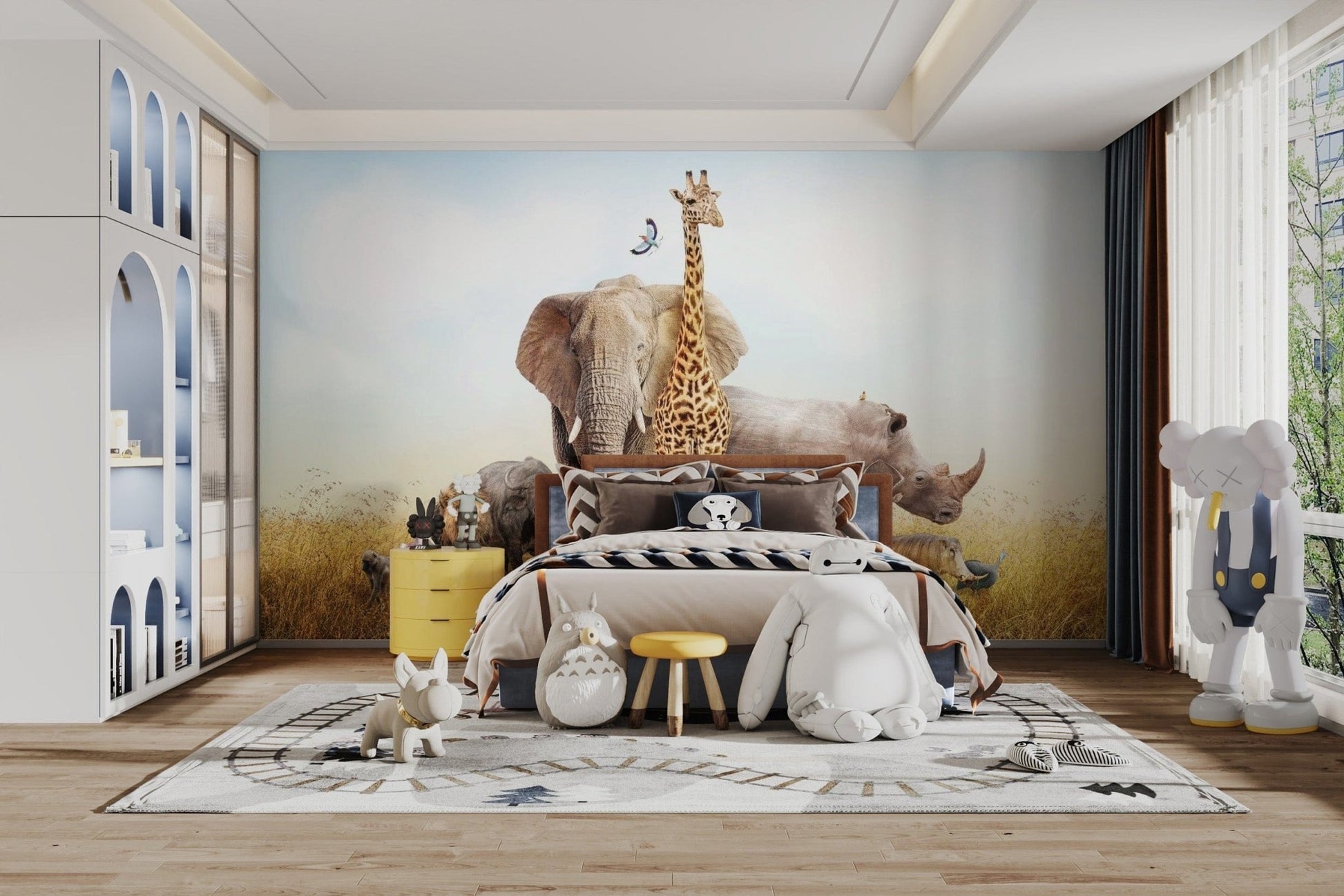 African Animals Safari Kids Room Wallpaper design animal-03