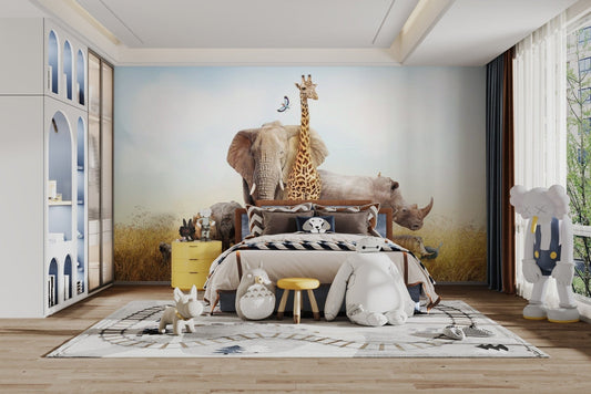 African Animals Safari Kids Room Wallpaper design animal-03
