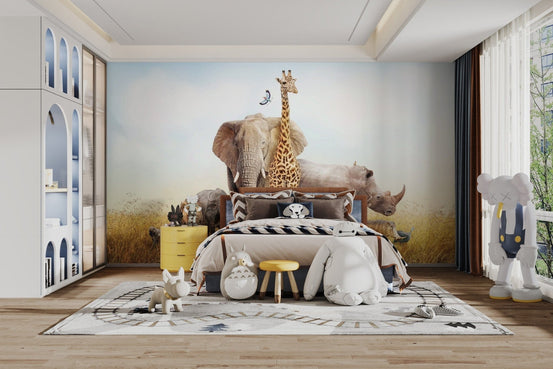 African Animals Safari Kids Room Wallpaper design animal-03