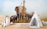 African Animals Safari Kids Room Wallpaper - Giffywalls animal-03