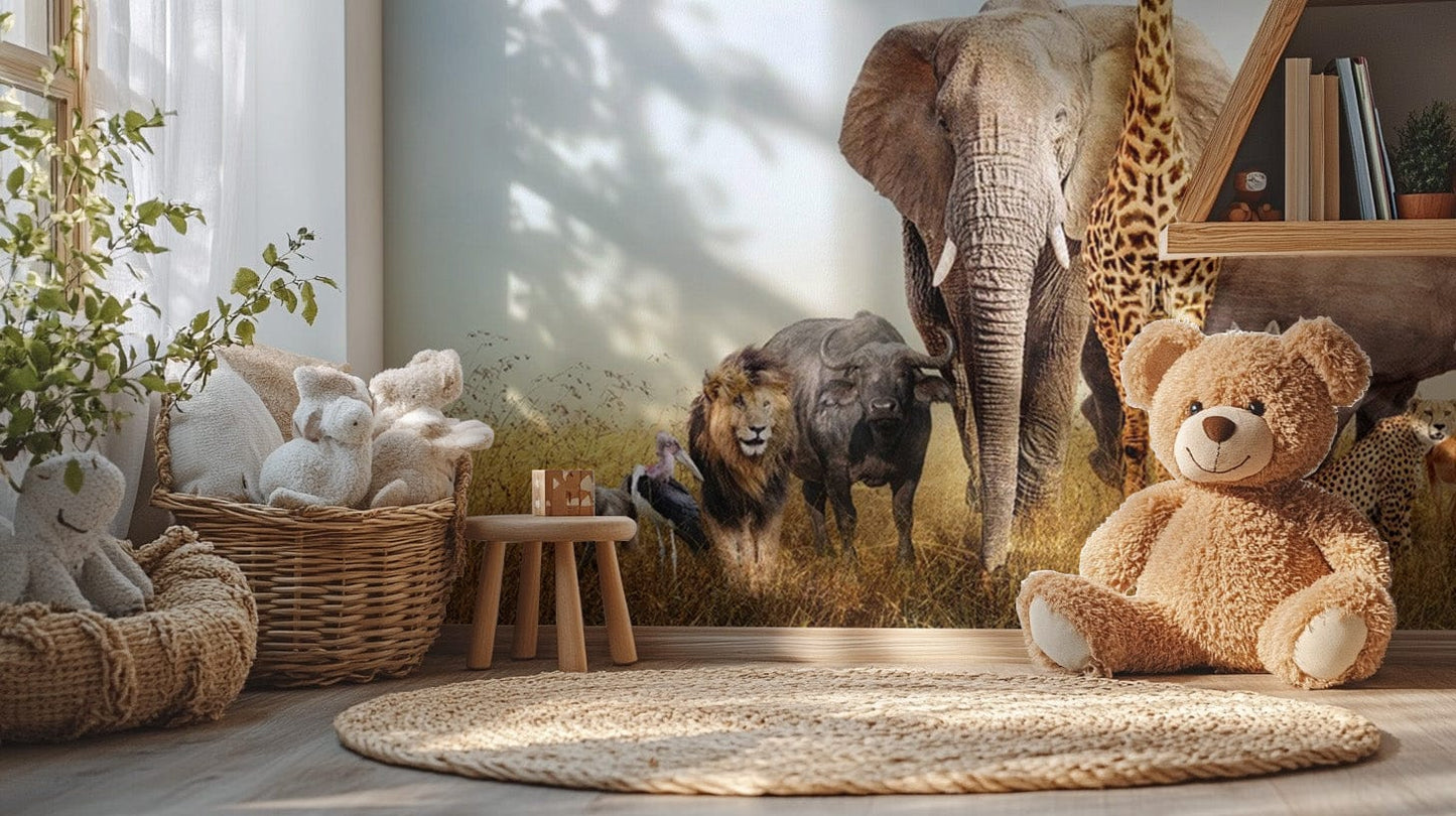 Vibrant African Animals Safari Kids Room Wallpaper mural animal-03