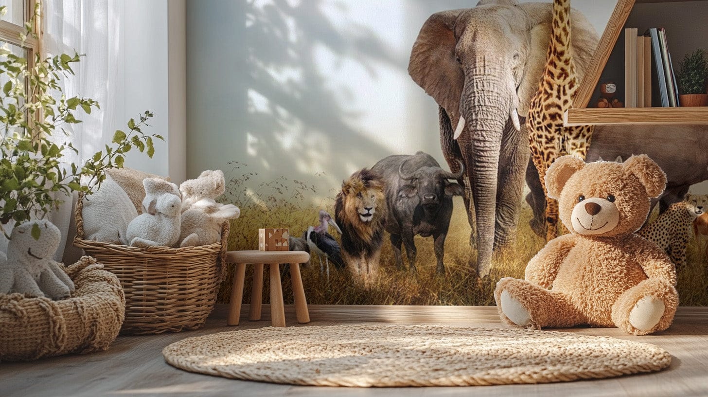 Vibrant African Animals Safari Kids Room Wallpaper mural animal-03