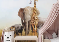 African Animals Safari Kids Room Wallpaper - Giffywalls