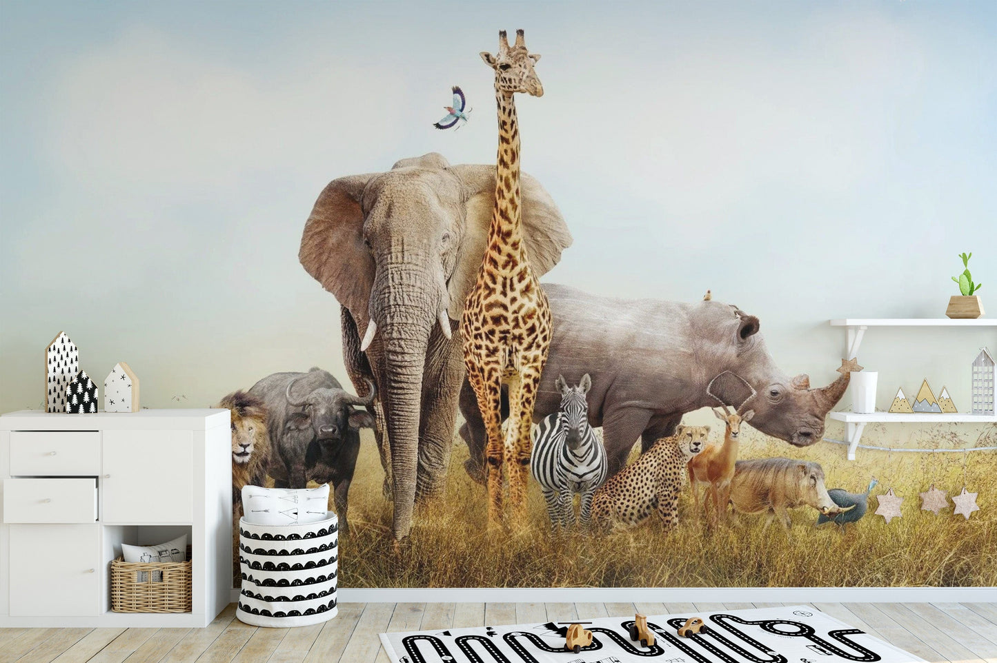 African Animals Safari Kids Room Wallpaper 
