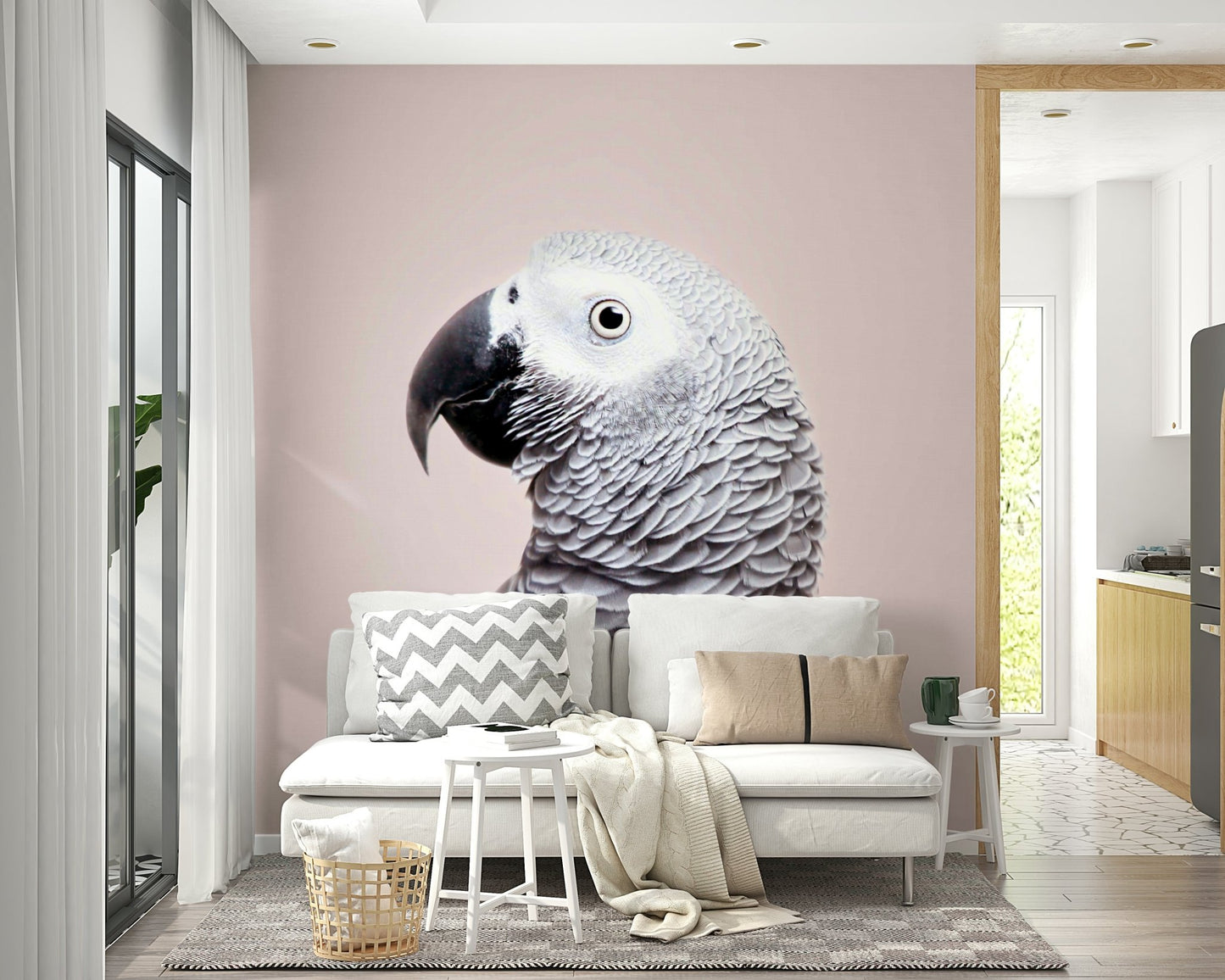 Mural wallpaper with bird focus

