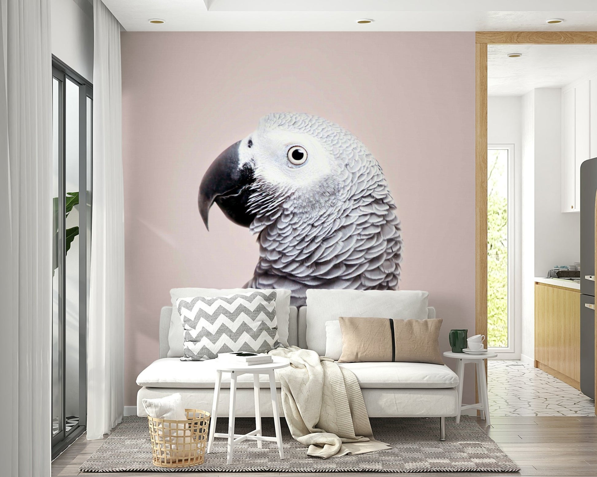 Mural wallpaper with bird focus

