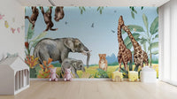 African Safari Jungle Animals Wallpaper Mural for kids Kids-06
