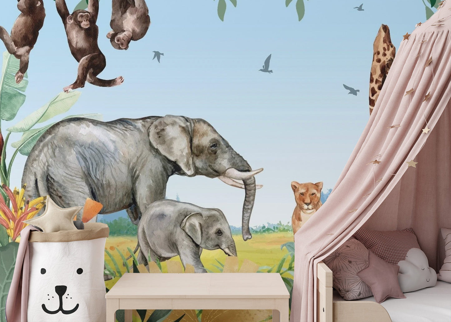 African Safari Jungle Animals Wallpaper Mural - Giffywalls Kids-06
