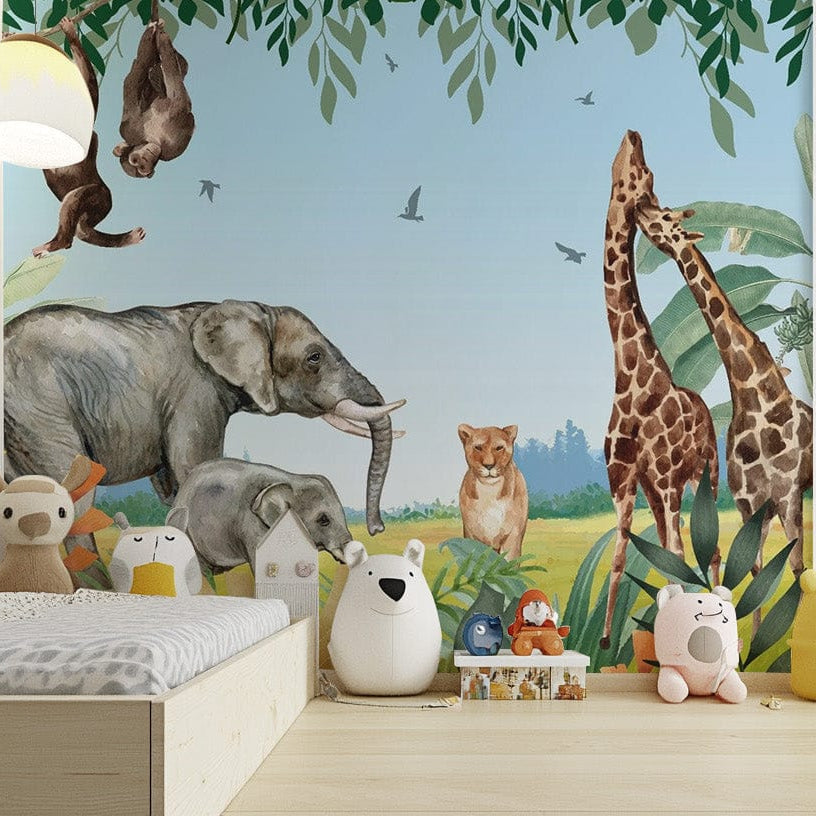 Fun African Safari Jungle Animals Wallpaper for kids Kids-06
