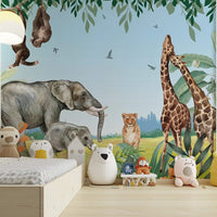 Fun African Safari Jungle Animals Wallpaper for kids Kids-06
