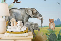 Safari animals in African Jungle Wallpaper Mural Kids-06
