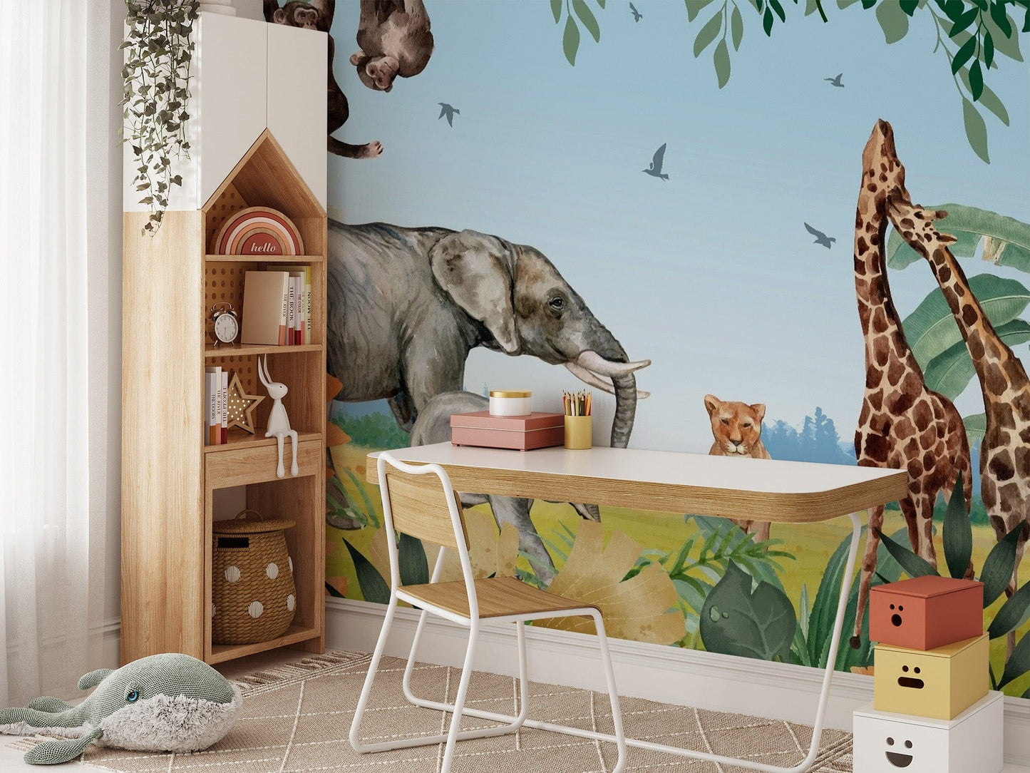 African Safari Jungle Animals Wallpaper Mural - Giffywalls Kids-06