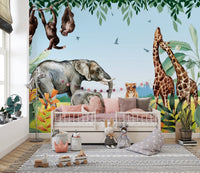 African Safari Jungle Animals Wallpaper Mural - Giffywalls Kids-06