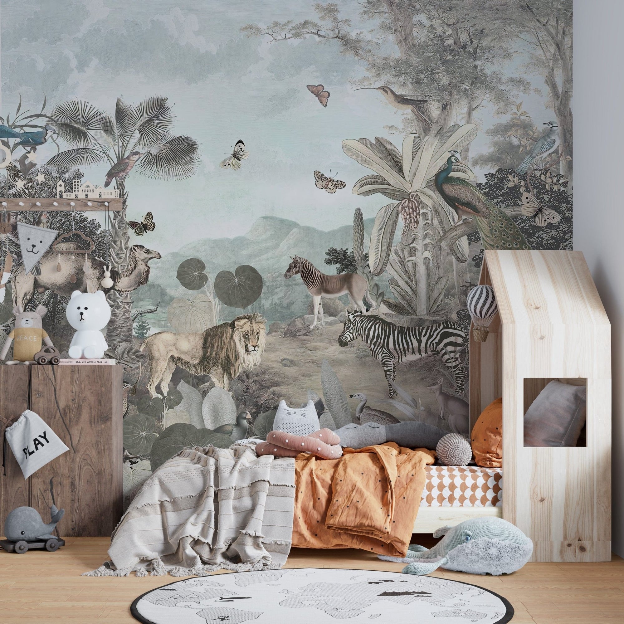 African wildlife kids wallpaper mural A384
