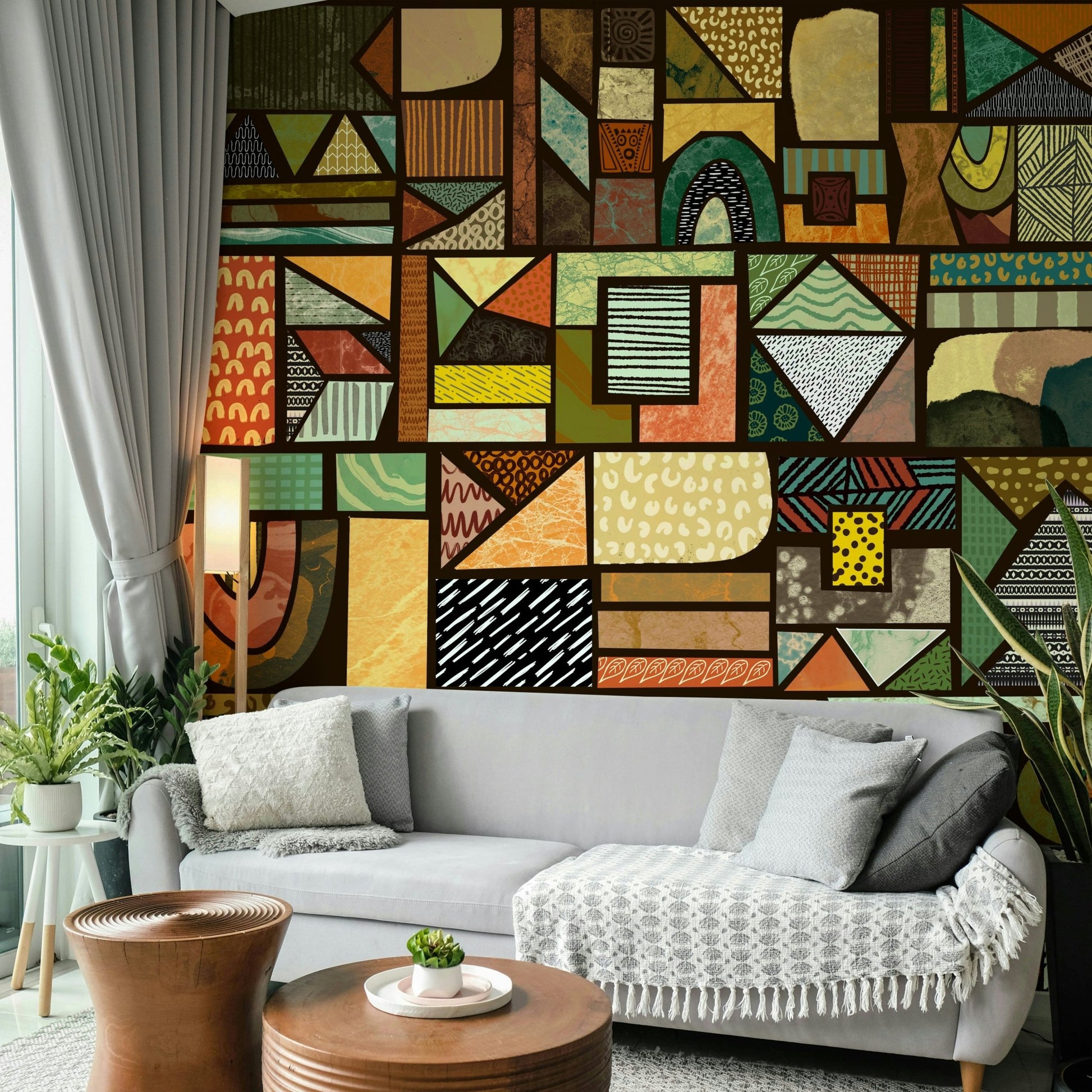 Afrika wall mural with tribal and cultural motifs

