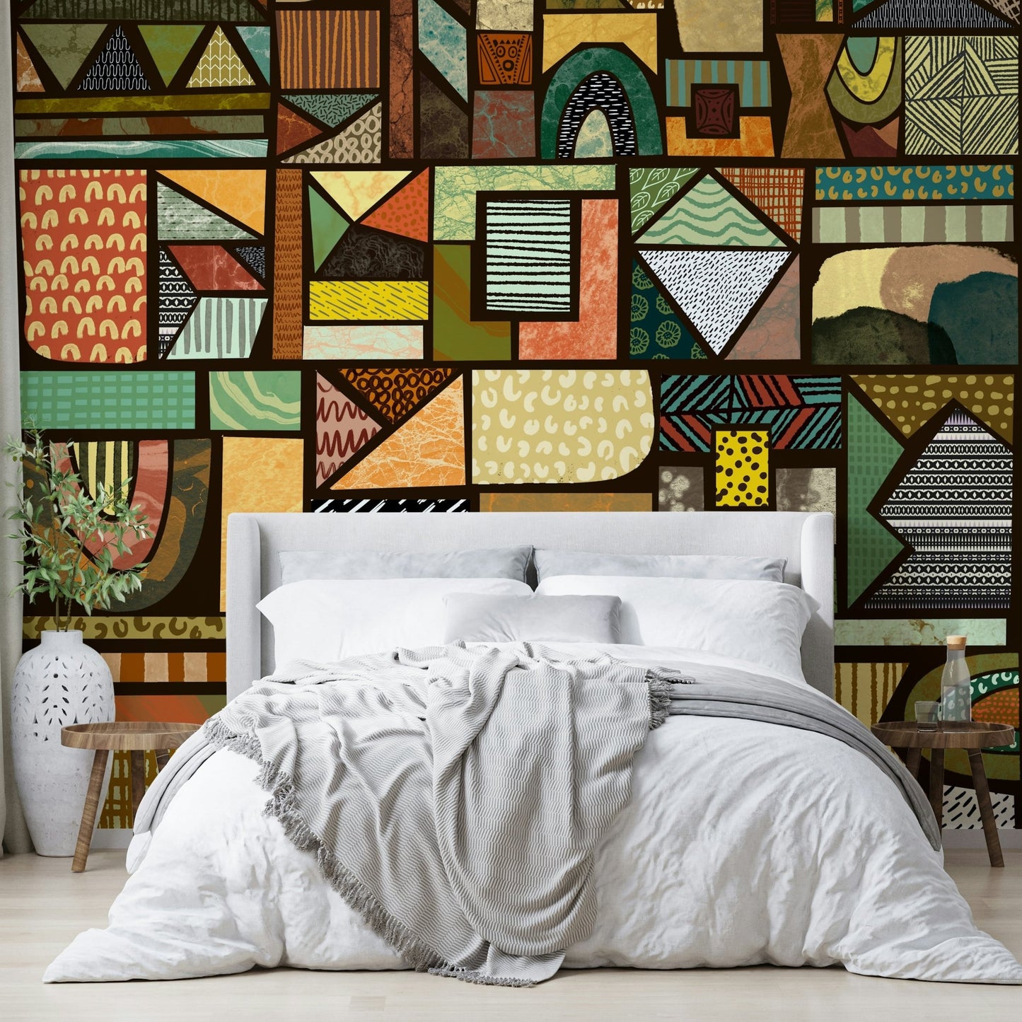 Decorative wallpaper with tribal Afrika symbols

