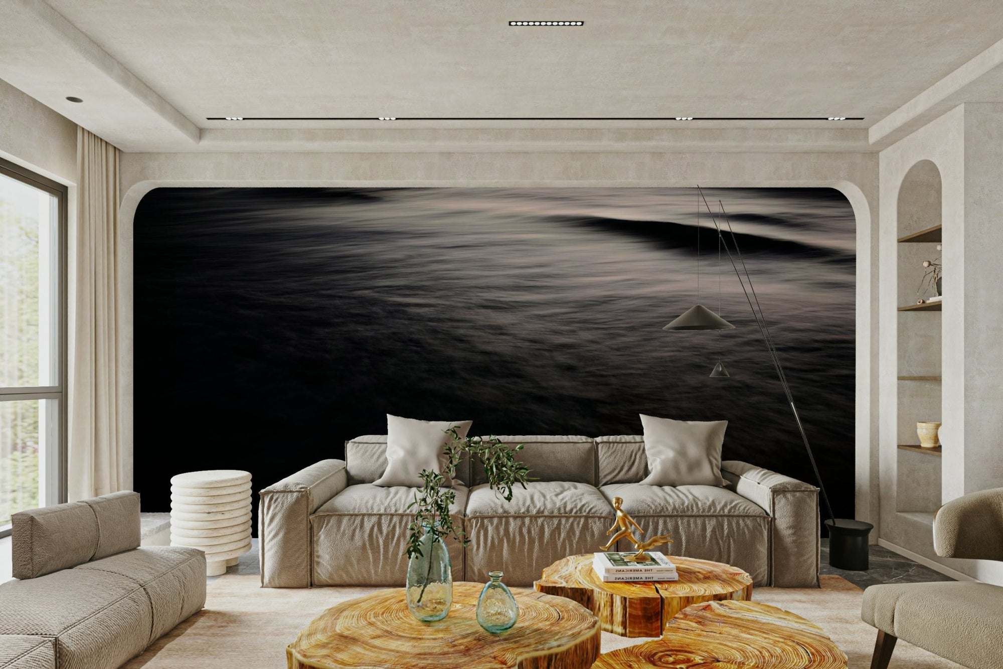After the Sun Has Set III wall mural showing dark waves under a pale dusk sky GD4903

