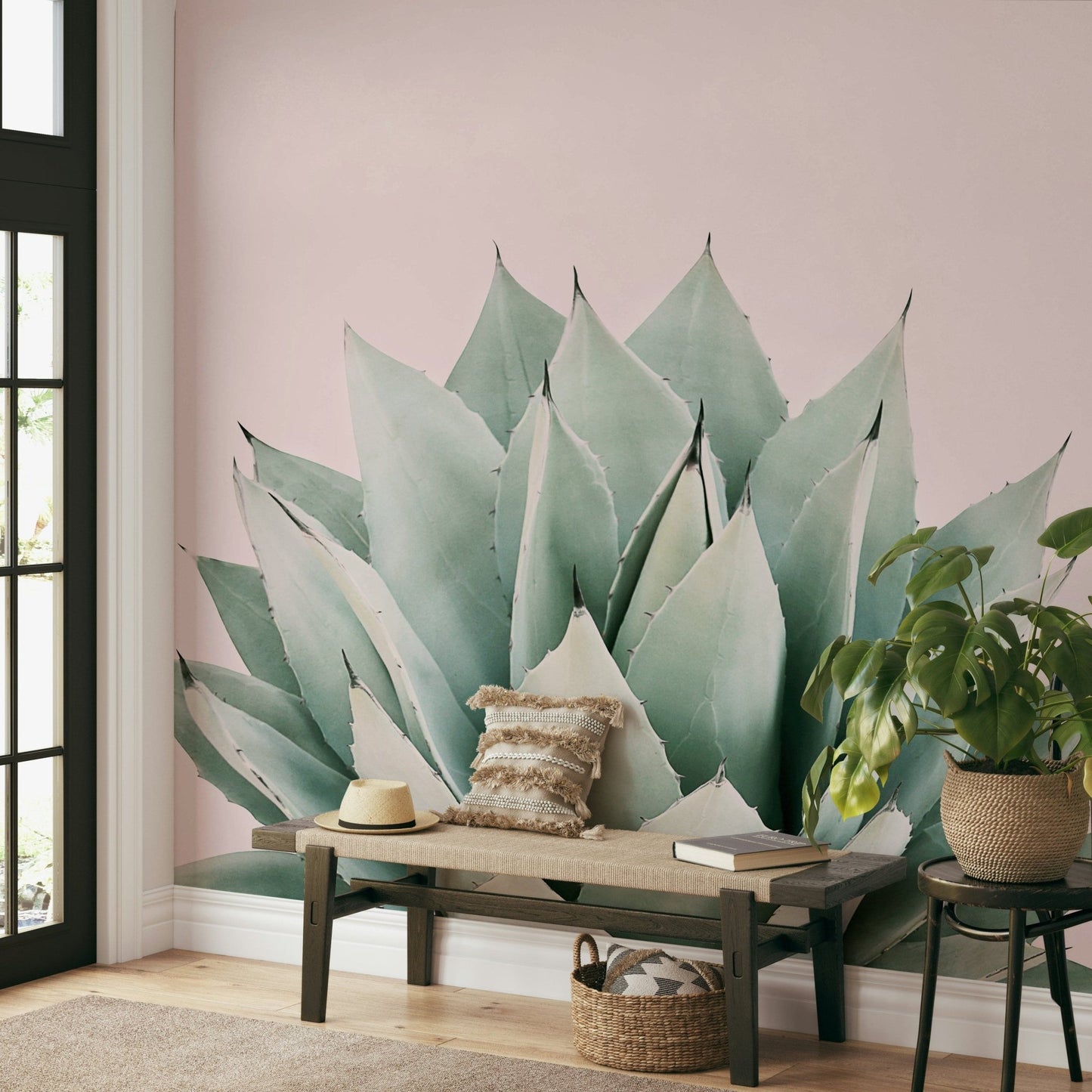 Agave succulent art pink background GD289

