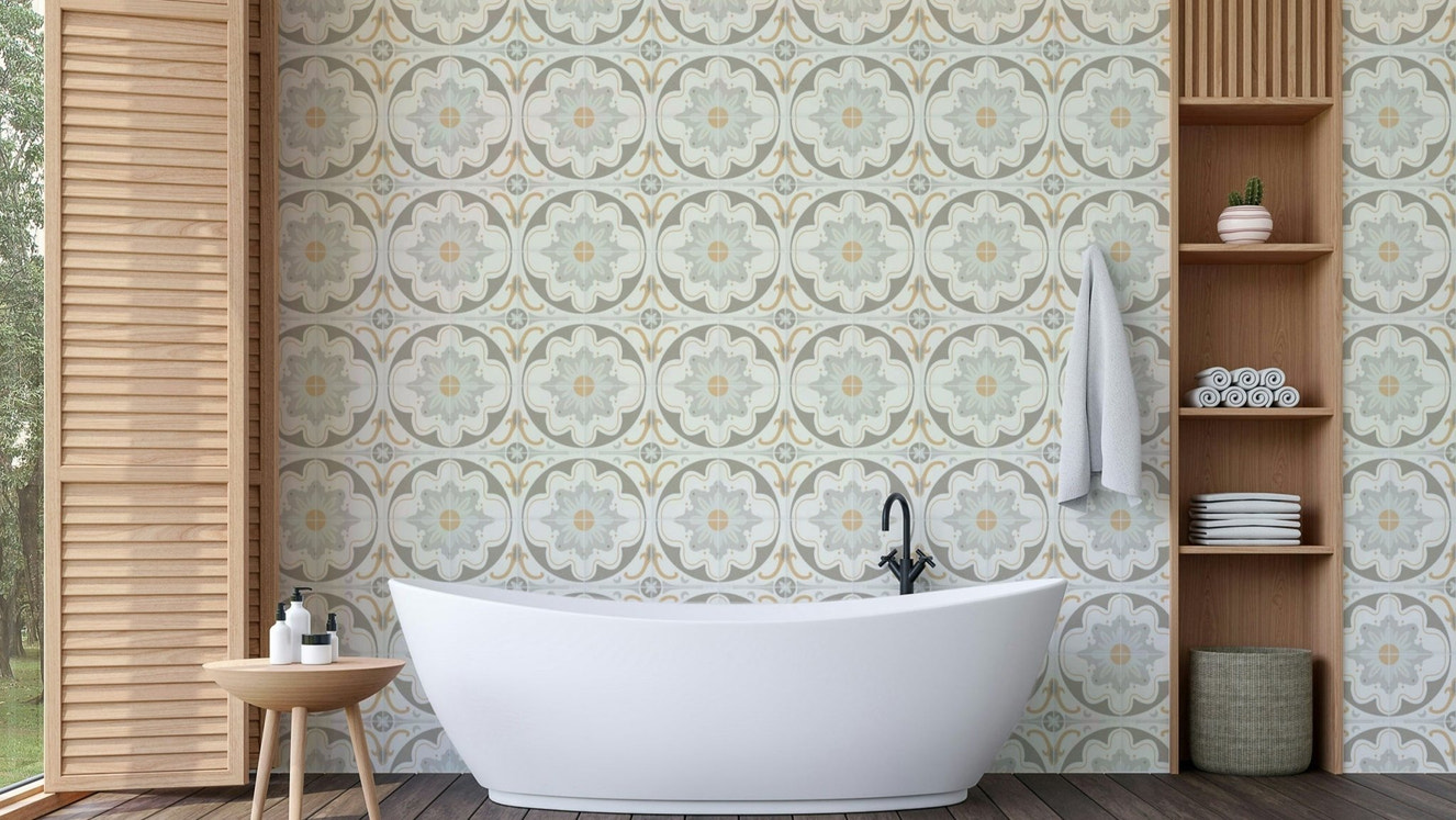 Wallpaper with a modern industrial style.

