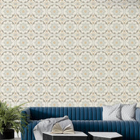 Full view of the wallpaper on a wall.


