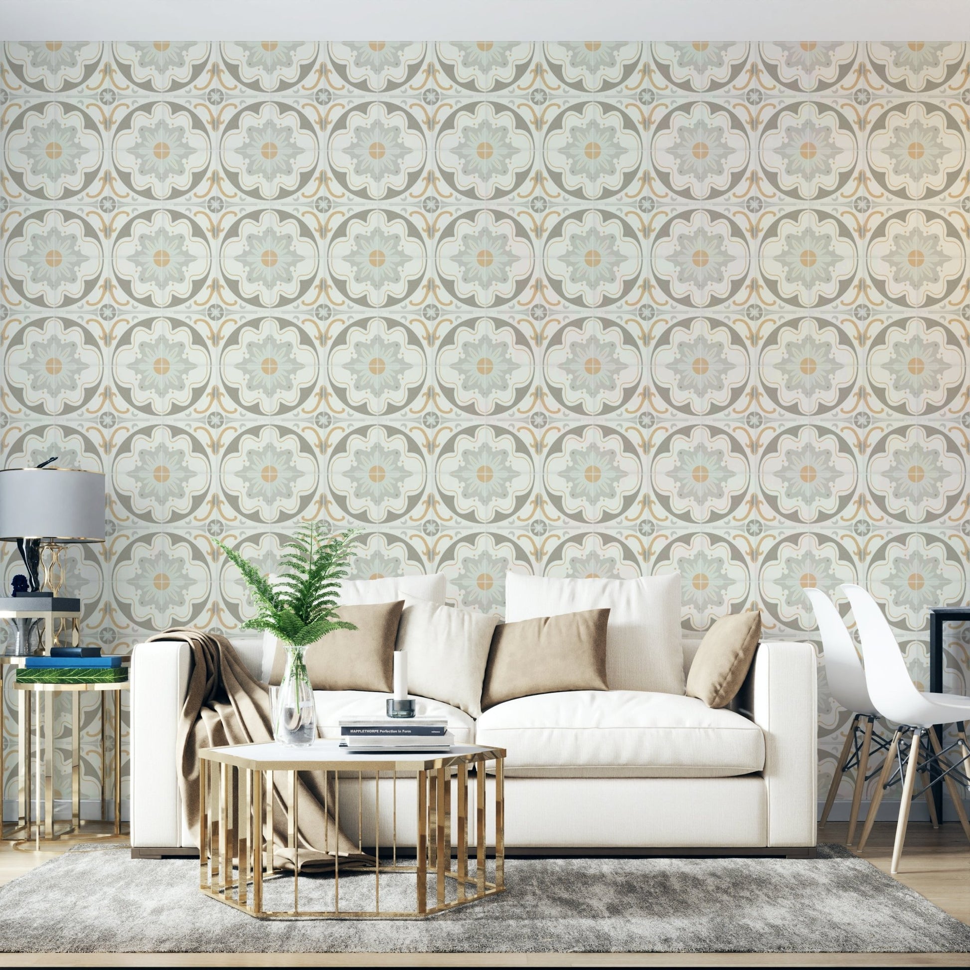 Seamless pattern of weathered gray cement tiles.

