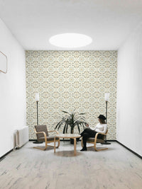 Aged Cement Tile Backsplashes Gray Wallpaper.

