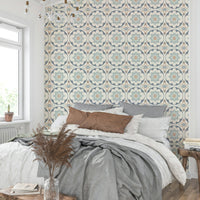 aged cement tile backsplashes navy wallpaper

