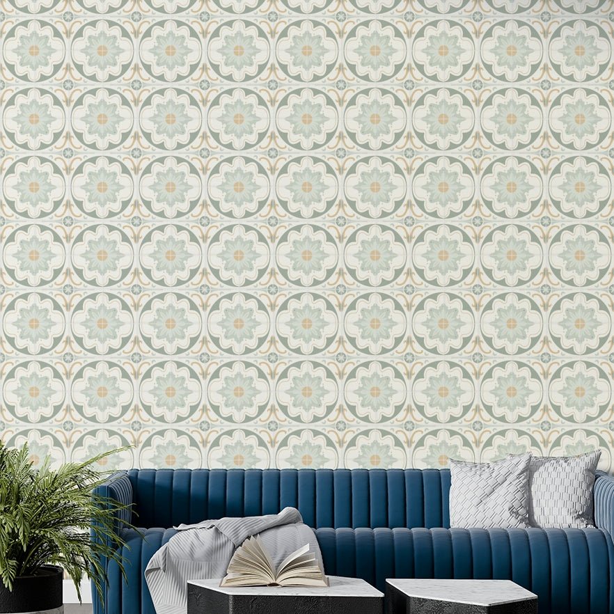 distressed sage green tile design

