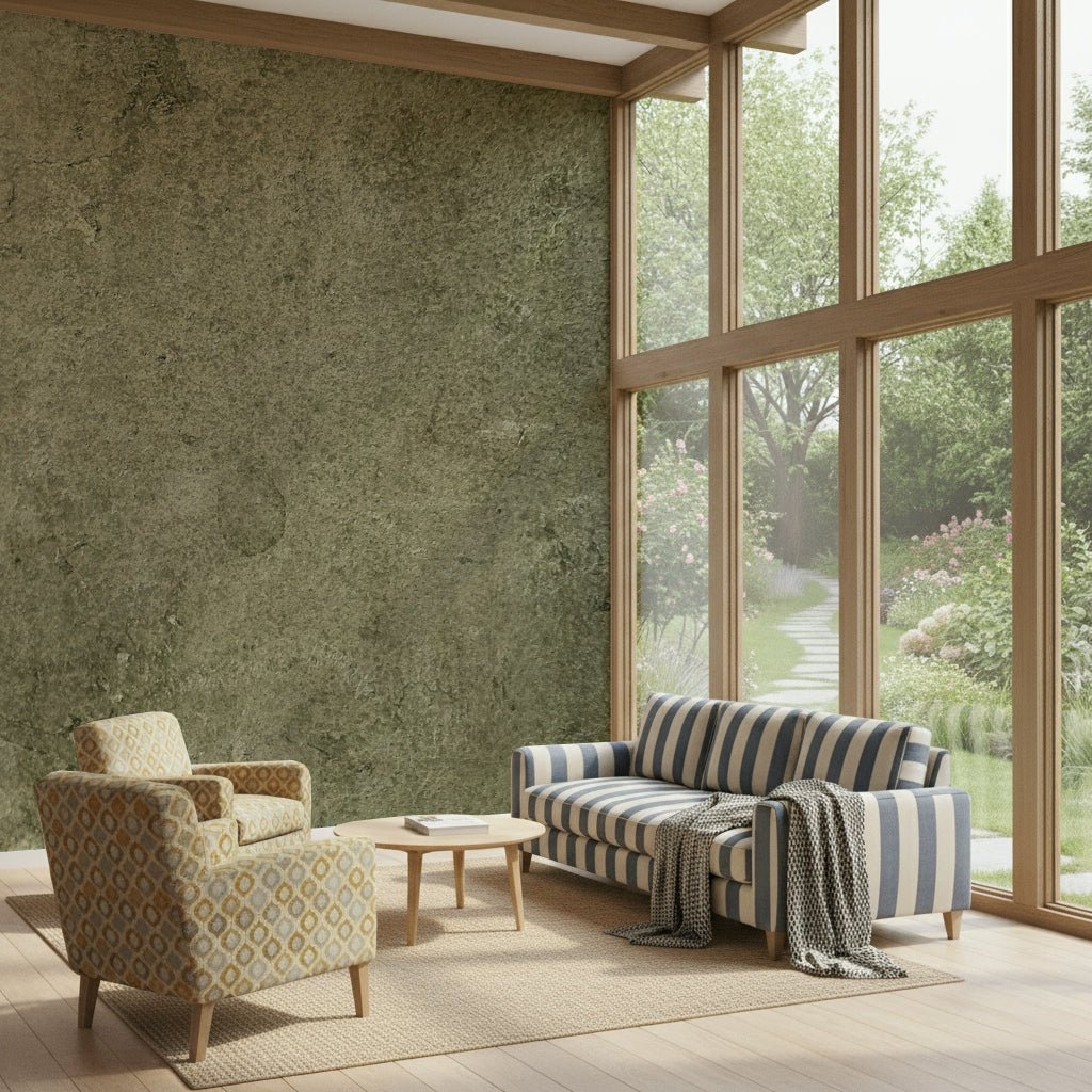 A calming abstract design wallpaper mural that defines a space.