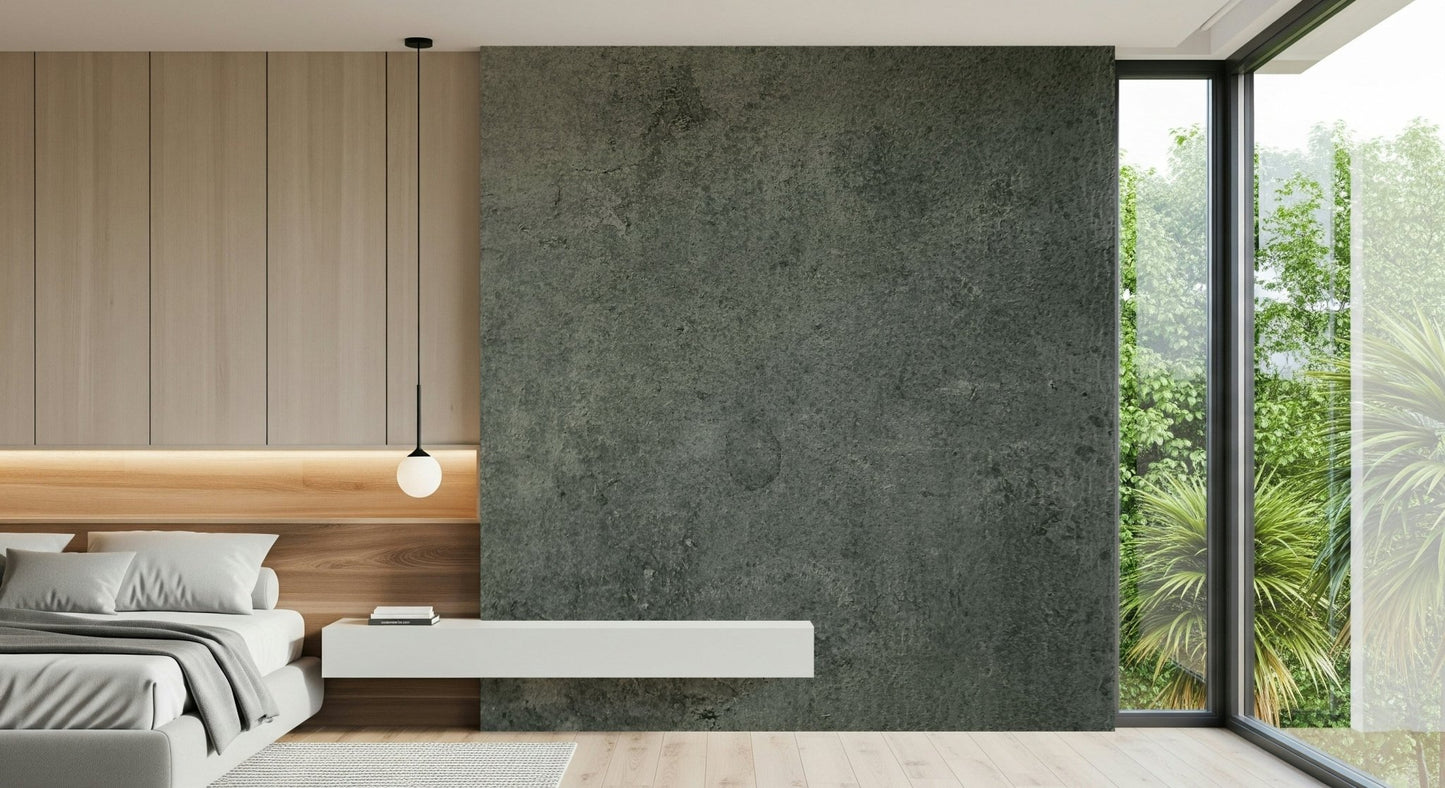 An artistic soft focus mural on minimalist wallpaper.