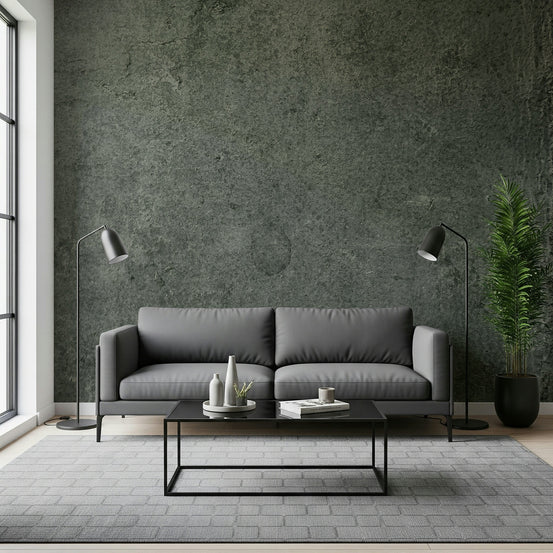 A beautiful subtle aged leather wallpaper mural with a petrol blue and green wash., GD5992