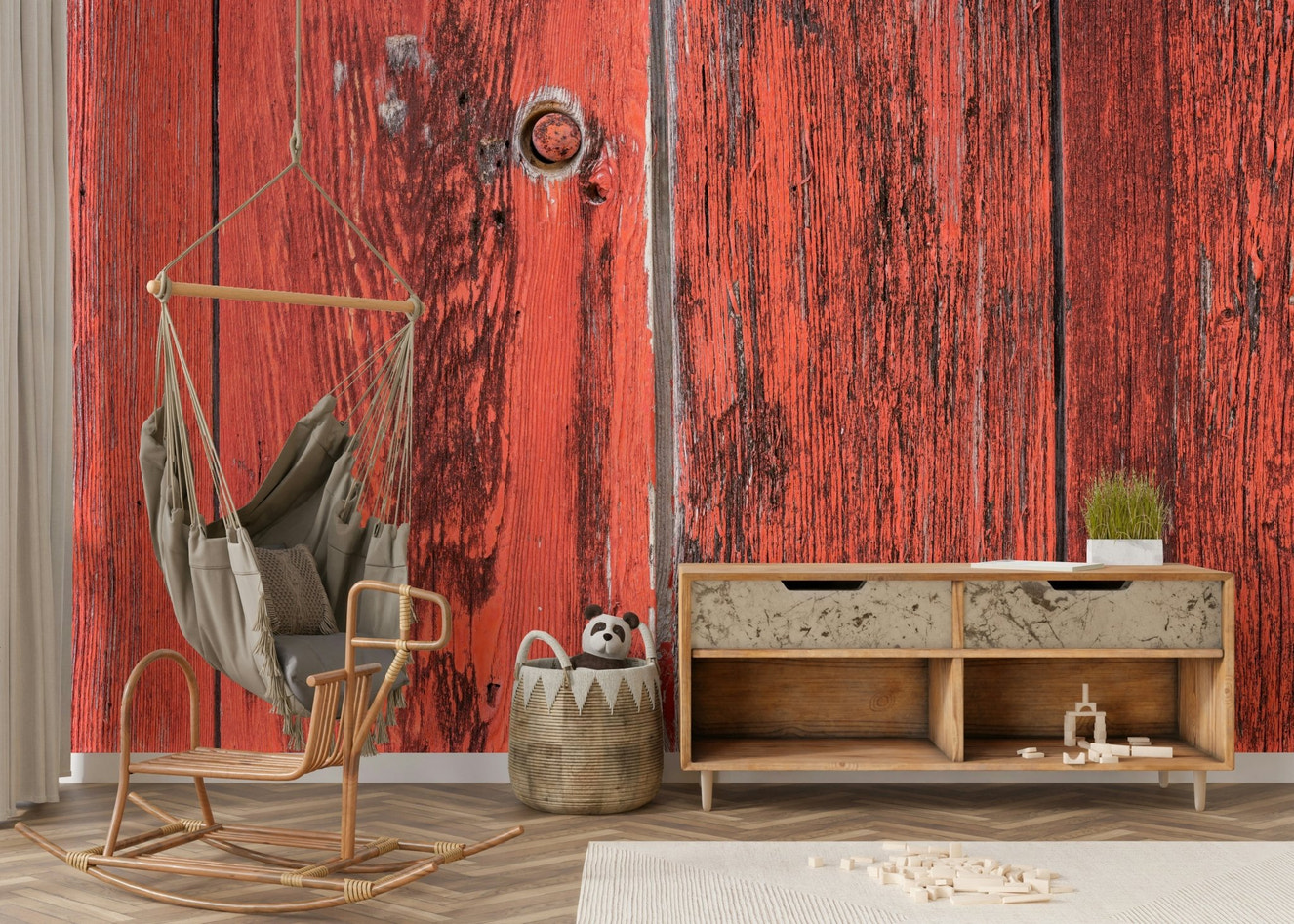 Picture of Aged Red Timber Wall Mural
