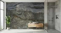 Living room with Aged Stone Surface Wall Mural accent., GD6047