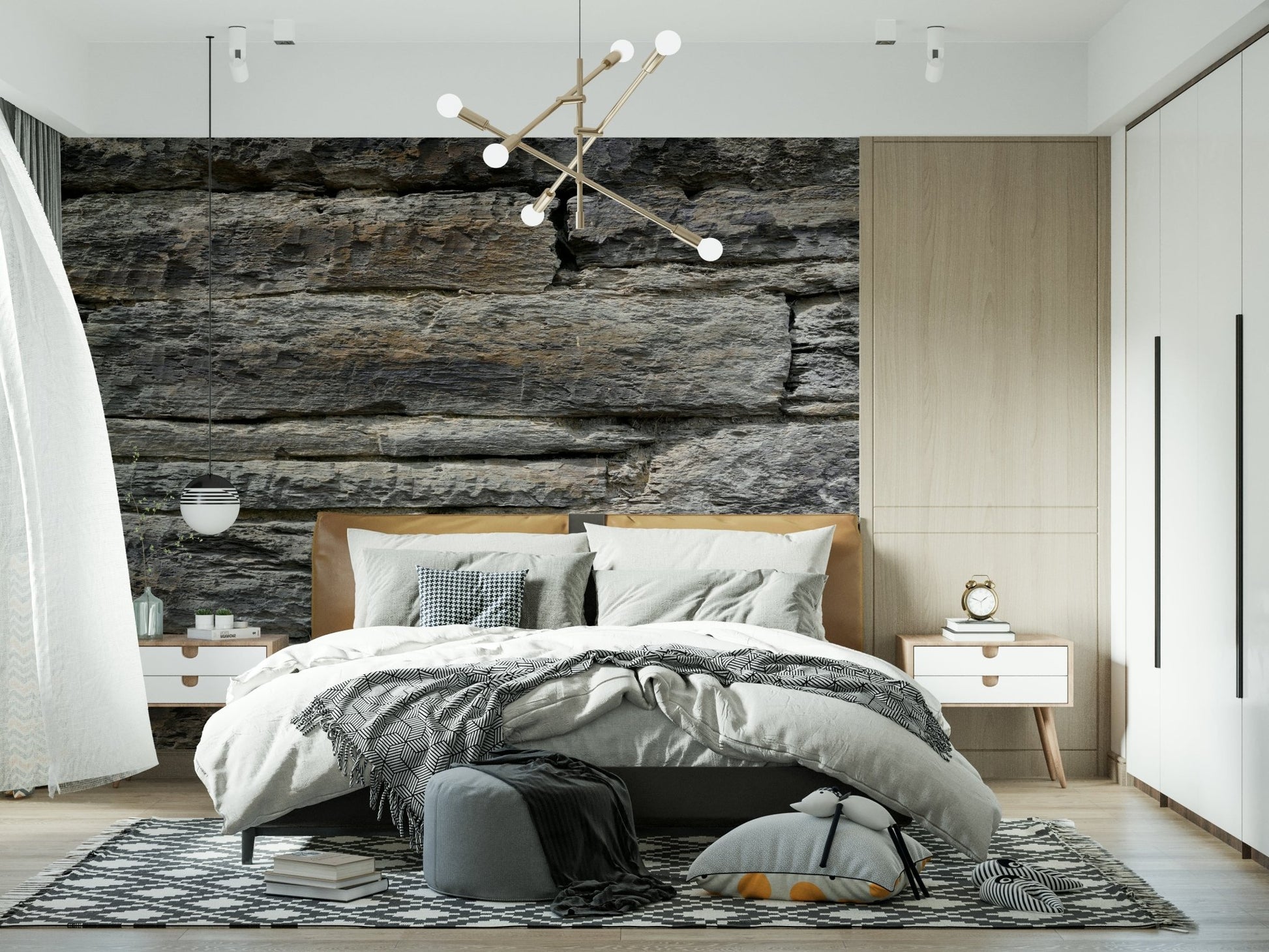 Aged stone wallpaper for walls texture close-up.