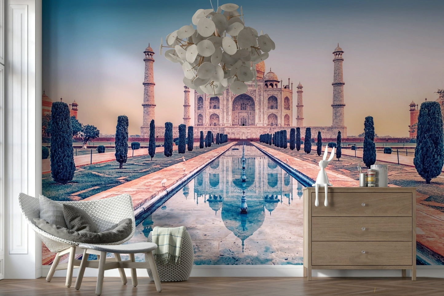 Playroom mood settles with Agra's Jewel wall mural calm perspective